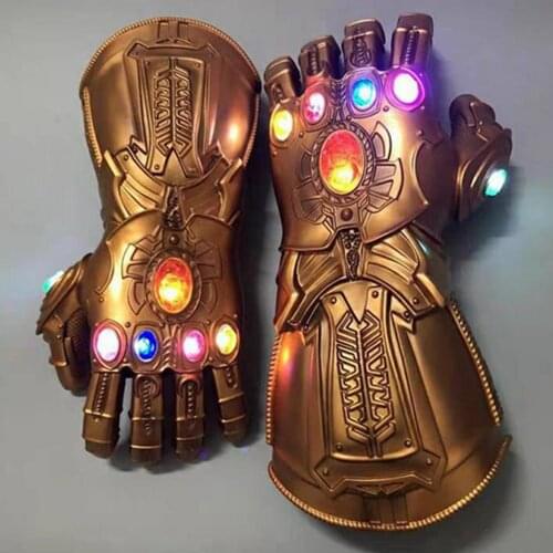 Adult Kids Superhero Cosplay Weapon 1:1 Led Gauntlet Stones War Led Glove Halloween Gift Cosplay Tools