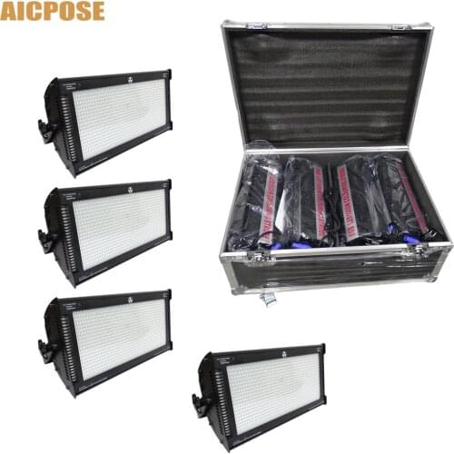 4Pcs 1000W LED Strobe Light For dj Disco Party Flash Light For Stage Club Light RGB 3 in 1 Strobe Effect Light With Flight Case