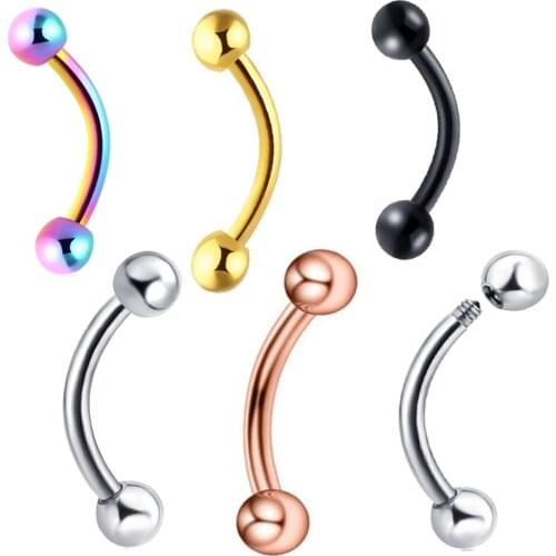 TIANCIFBYJS 16 Gauge Stainless Steel Eyebrow Rings Anodized Lip Bars Nose Studs Cartilage Tragus Barbell Body Piercing Jewelry
