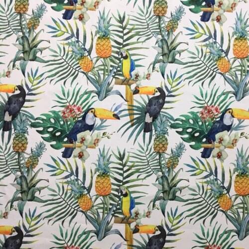 Rainforest Summer Parrot Digital Print Ramphasto Chair Upholstery Sofa Armchair Velvet Fabric Decorative Pillow Cloth 140cm wide