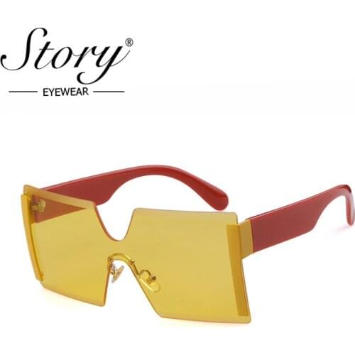 STORY fashion oversize sunglasses women men trending brand designer products big frame vintage candy color square eyewear S6931G