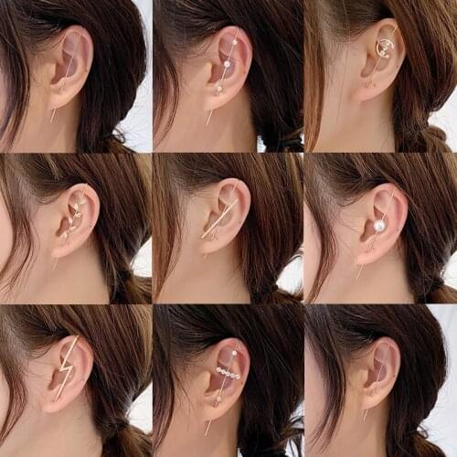 New Fashion Ear Needle Wrap Crawler Hook Earrings for Women Simple Surround Inlaid Zircon Piercing Earrings Jewelry
