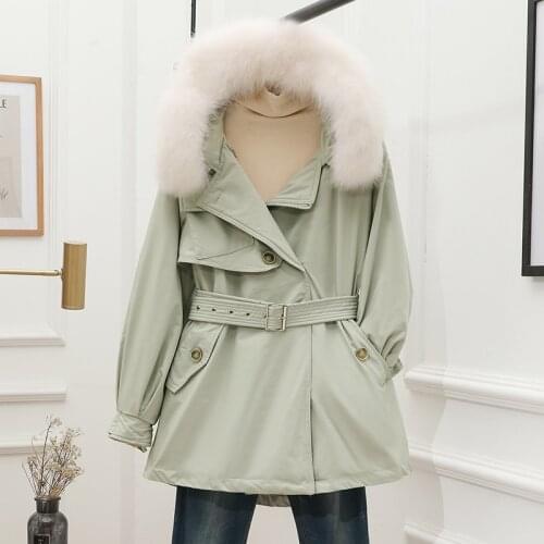 Real Fox Fur Collar Coat Female Winter 2021 White Duck Down Jacket Women Hooded Thin Black Parkas casual Casaco Feminino Gxy129