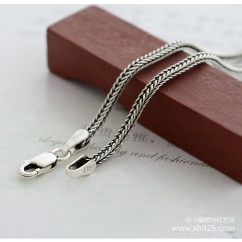 925 sterling silver necklace female thick 1.6 mm foxtail chain The snake chain length 75 cm