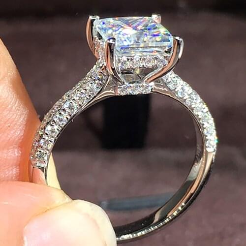 18K Au750 White Gold Women Ring Moissanite Diamonds 1 2 3 4 5 Carat Square Princess Wedding Party Engagement Anniversary Ring