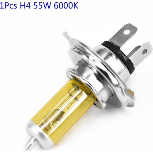 1x H4 55W 6000K Car Xenon Gas Halogen Headlight Headlamp Lamp Bulbs Yellow Shell Suits For Cars With 12V Battery Voltage