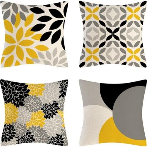 4 PCS Geometric Sofa Decorative Cushion Cover Pillow Pillowcase FlaxThrow Pillow Home Decor Pillowcover 45X45
