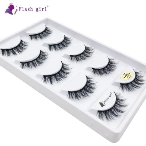 5 Pairs Natural Soft Eyelashes 3D-03 Fluffy Daily Makeup 3D Mink Eyelash Extension Thick Cross Eye Lashes For Beauty