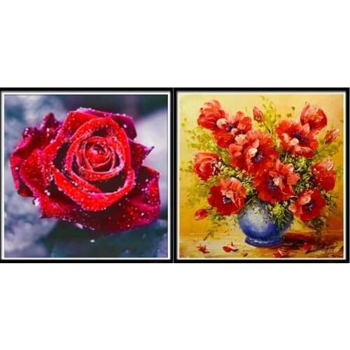 5d Diy Diamond Painting "vase", Imitation Diamond Embroidery, Imitation Cross Stitch Style, Rose Mosaic, Home Decoration