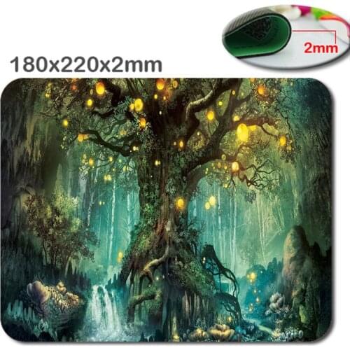 Mairuige Enchanted Tree Anti-Slip Rectangle Mouse Pad Customized Supported 220mmx180mmx2mm Cool Non-slip and Durable Mouse Pad