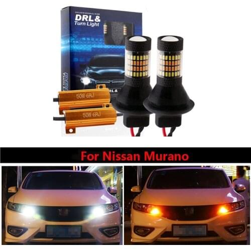 Popular Car LED Canbus DRL Running lights&Turn Signal Dual Light Mode External Lights T20 7440 WY21W For Nissan Murano Z51 2012