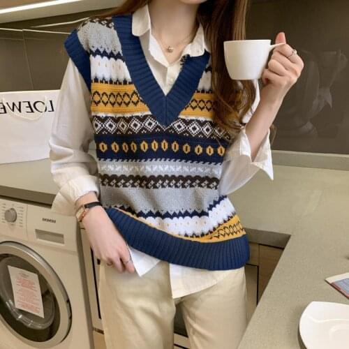 Pullover basic v-neck solid autumn winter Sweater Pullover Women Female Knitted sweater slim sleeveless badycon sweater cheap