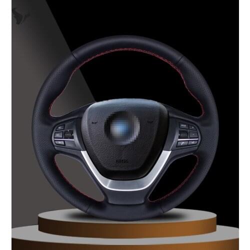 Hand-stitched Black Artificial Leather Steering Wheel Cover for BMW F25 X3 2011-2015 F26 X4 2014-2016
