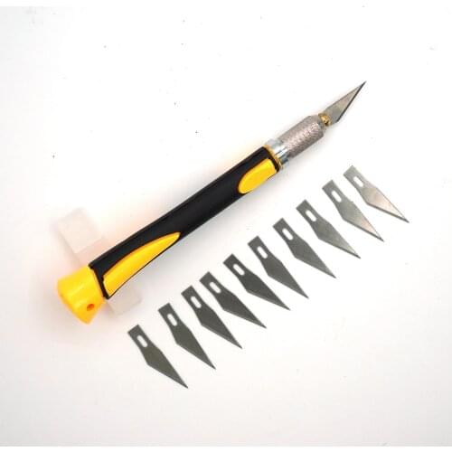 Wood Carving Knife Tools Fruit Food Craft Sculpture Engraving Hand Tools Non-slip Handle with 10 pcs SK5 Blades