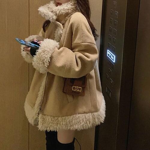 Elegant Faux Fur Coat Women Winter Thick Warm Soft Fleece Jacket Pocket Zipper Outerwear Overcoat Bear Teddy Coat