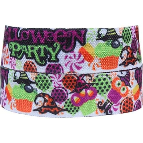 FLRA FOE Lovely cupcake candy monster printed fold over elastic for Halloween headband