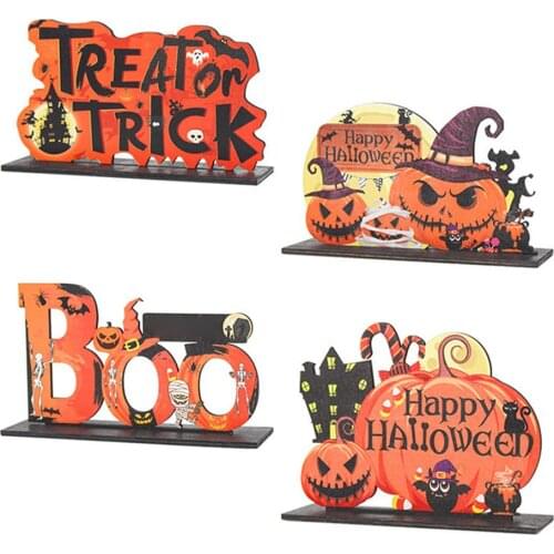 Halloween Ornaments Wooden Pumpkin Home Holiday Decoration bar party scene layout supplie Holiday Party Home Decoration Crafts