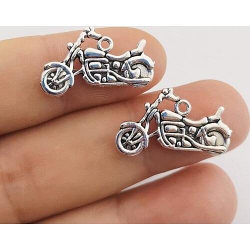 JINDINSP 10pcs 24x14mm Antique Silver Color Motorcycle Charms Pendant For Jewelry Making DIY Jewelry Findings