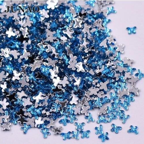JUNAO 3mm Butterfly Shape Nail Art Rhinestones Flatback Acrylic Crystal Stickers 3D Nail Decorations Stones 5000pcs for DIY