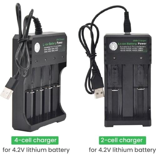 Multi-function USB Battery Charger 2 4 Slots for 10440 14500 14650 16340 16650 18350 18500 Universal Lithium Battery Charger