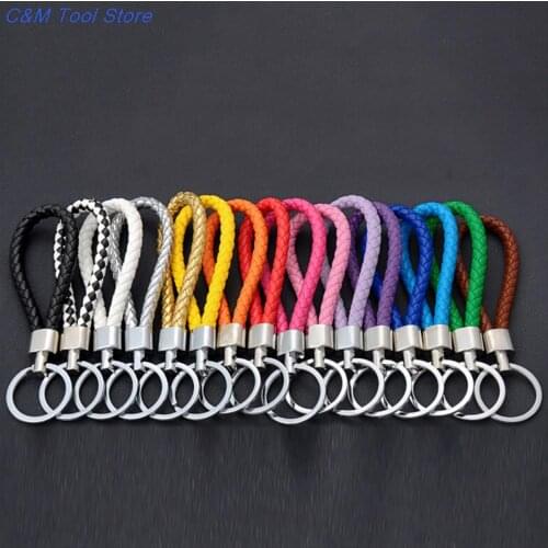 Fashion handmade pu leather rope keychain Car key ring Auto Key Chain bag pendant accessories