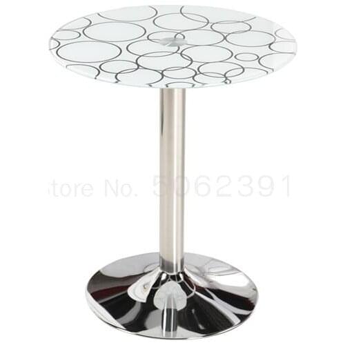 Fashion negotiation table and chairs round tempered glass coffee table corner several balcony cafe leisure reception table