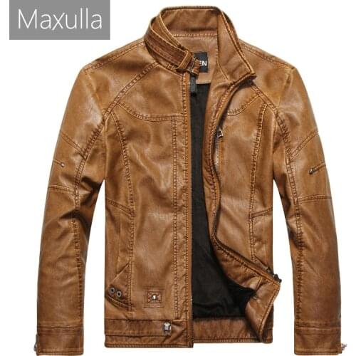 Maxulla Winter Mens Biker Leather Jacket Casual Thick Faux Leather Coats Male Motorcycle Punk Leather Jackets Brand Clothing 5XL