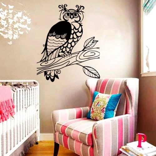 Wall Decals Owl Eagle-Owl Bird Feathers Pattern Doodle Nature Vinyl Decal Sticker Home Decor Bedroom Wall Sticker H-9