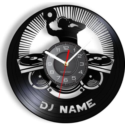 Disc Jockey Vinyl Record Wall Art Home Decor Wall Clock Custom Logo DJ Name Wall Clock Handmade Personalized DJ Gift For Men