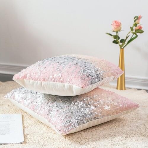 Silver Pink Sequin Pillow Cushion Cover Home Decorative Pillows for Sofa Seat Living Room Throw Pillow Covers 45*45 Nordic Cover
