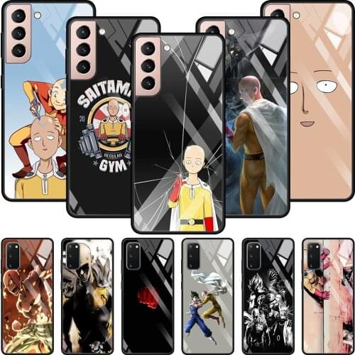 Bleach One Punch Man Tempered Glass Phone Case For Samsung Galaxy S21 S20 Ultra Plus FE S10e Lite S10 S9 S8 Plus Caso Smartphone