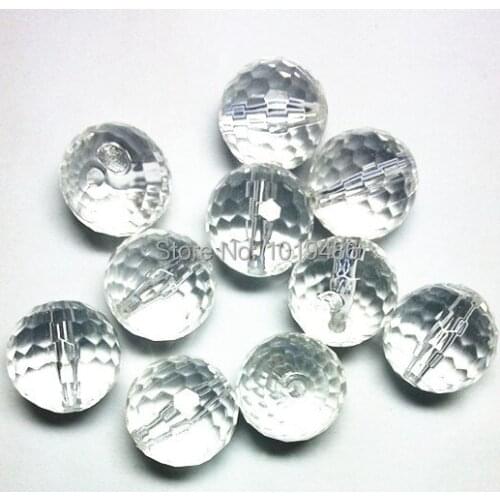 20MM 100pcs / Lot white color Gumball Bubblegum transparent Acrylic Faceted Beads, Colorful Chunky Beads for Necklace Jewelry