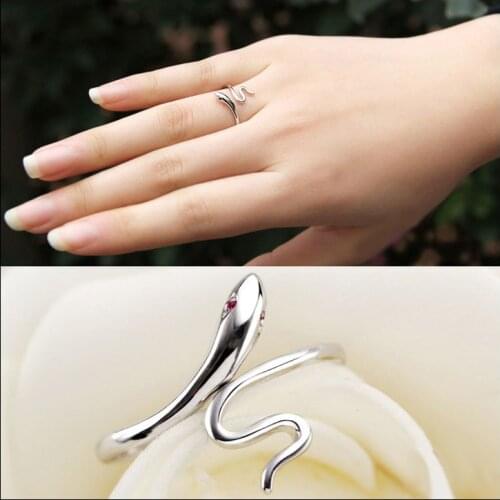 925 Sterling Silver Soft Snake Shaped Silver Color Lady Ring Finger Opening Adjustable Drop Shipping