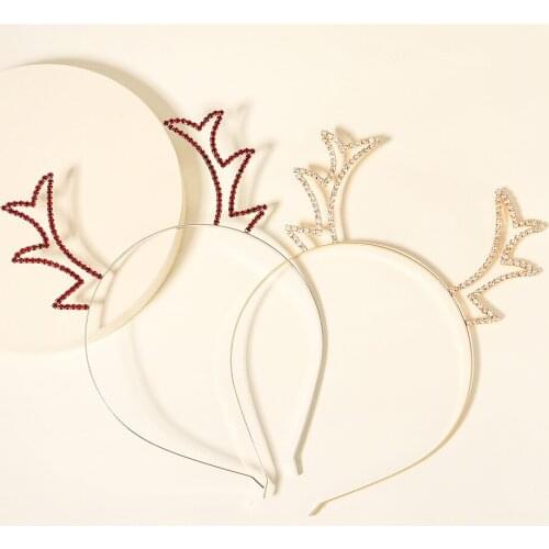 Christmas Headbands For Women Fashion Rhinestone Inlaid Handmade Hair Hoop Prom Costume Festival Gifts Hair Accessory