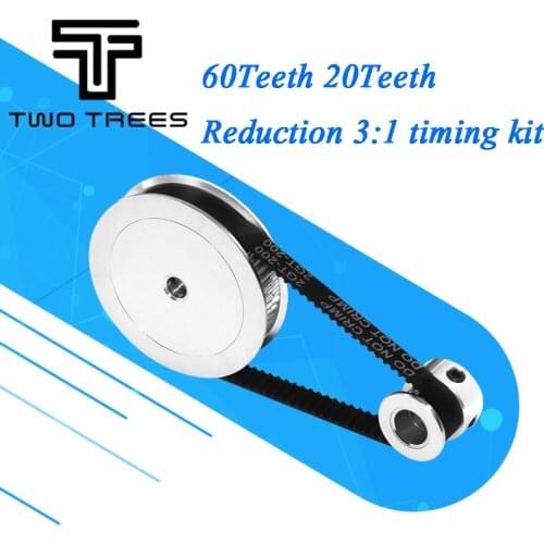 3D print patrs Timing Belt Pulley GT2 60teeth 20teeth Reduction 3:1/1:3 3D printer accessories belt width 6mm Bore 5&8&10mm