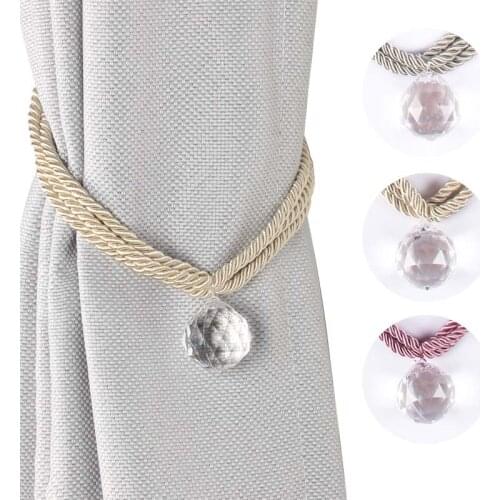1Pc Crystal Beaded Tieback Curtain Cord Home Decoration Hanging PendantWindow Drape Buckle Rope Curtain Holder Clips Tie