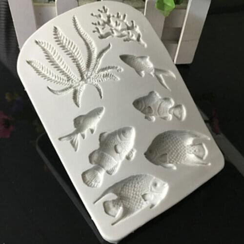 Candy DIY Tool 1 Piece Fish Seaweed Silicone Mold DIY Cake Border Fondant Cake Decoration Tool Sea Coral Cake Chocolate Mold