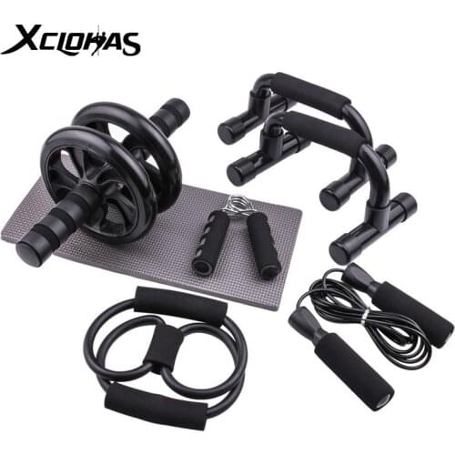 XC LOHAS Ab Wheel Roller With Push-ups Bar Jump Rope Hand Strengthener Muscle Trainer Abdominal Roller Workout For Gym Home