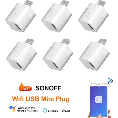 1-50pcs SONOFF Micro 5V Wifi USB Smart Adaptor eWelink App Remote control work with Alexa Google Home Assistant, Dropship