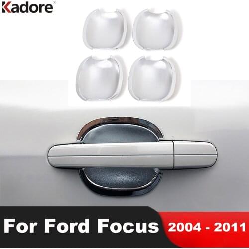 Outer Side Door Handle Bowl Cup Cover Trim For Ford Focus 2004 2005 2006 2007 2008 2009 2010 2011 ABS Chrome Car Styling 4pcs