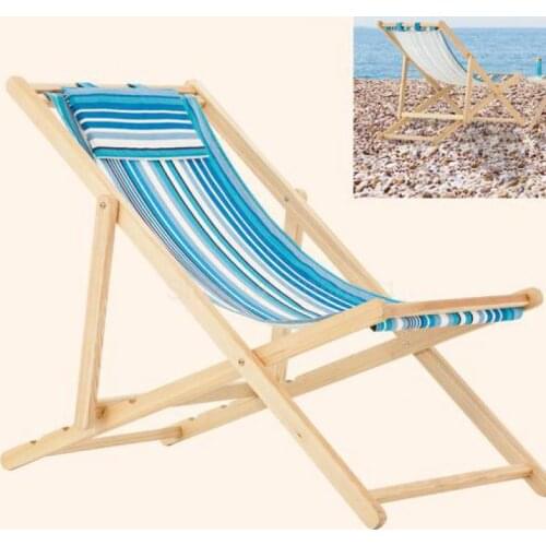 Outdoor Reclining Chair Folding Canvas Chair Folding Chair Noon Break Solid Wood Balcony Outdoor Swimming Pool Cool Summer Recre