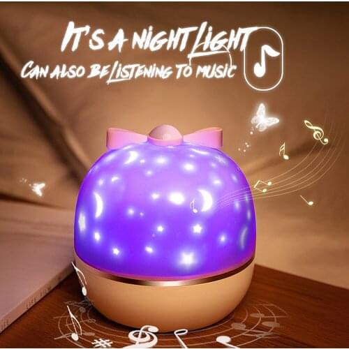 Projector LED Lampwith Music And 6 Projection Films 360 Rotation Starry Sky Projector Night Lights For Kids Gifts Bedroom Decor