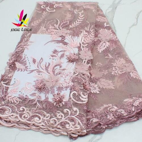 Heavy Handmade Beads Lace Fabric Gold Colors Tulle Mesh Lace Fabrics French Beaded Lace for Nigeria Bridal Lace Garments 2021