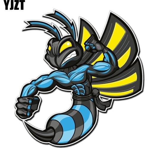 YJZT 13.8CM14.7CM Lovely Cartoon Hornets Colored PVC Car Sticker Bumper Window Graphic Decoration C1-5160