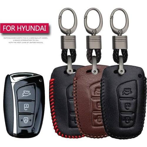 For Hyundai Santa Fe Solaris I20 I10 I40 IX35 Creta Elantra Tucson Getz Car Key Protection Shell Key Case Cover Leather Key Ring