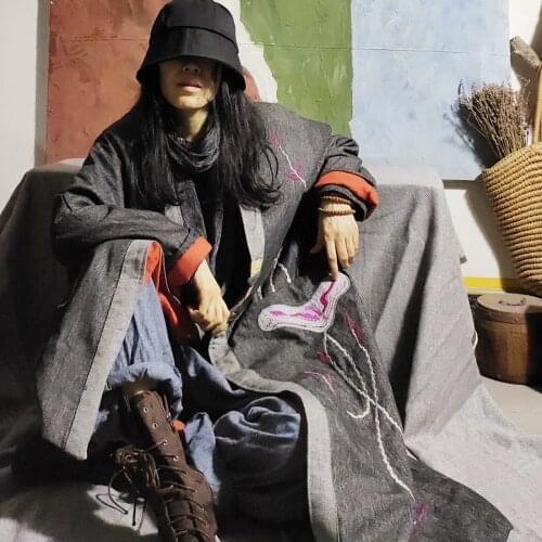 Women Loose Winter Embroidered Patchwork Long Coat Outerwear Female Vintage Parkas Padded Coat Female 2020 Topcoat Outerwear