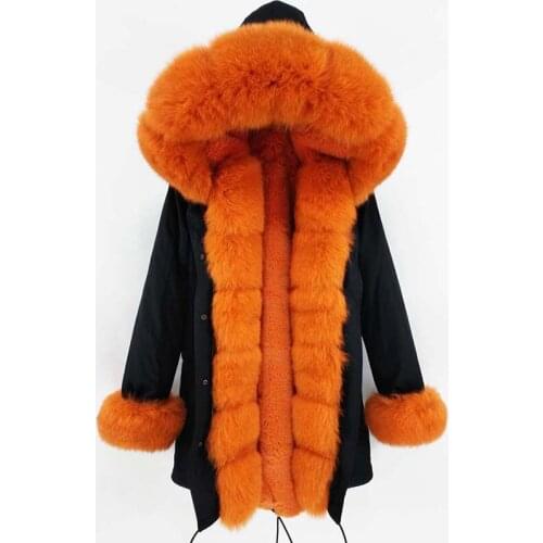 2021 New Women Winter Faux Fur Liner Detachable Parka Coats Jackets Coats real Fox Fur Collar Hooded Thick parka Coats