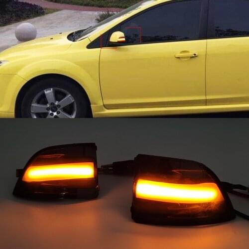 2PCS LED Dynam1Set LED Dynamic Turn Signal Light Car Rear View Mirror LED Indicator Blinker For FORD Focus 2 MK2 2004-2008 C-MAX