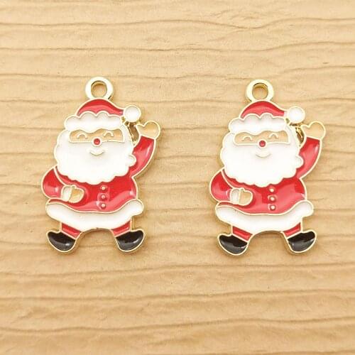 10pcs father christmas enamel charm for jewelry making cute earring pendant bracelet necklace charms diy charm