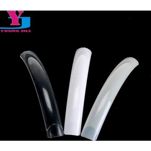 10Pcs/Lot 10Sizes Long False Nails Salon Acrylic Fake Nail Art Tips Clear White Natural Colors Optional Artificial Beauty Tools
